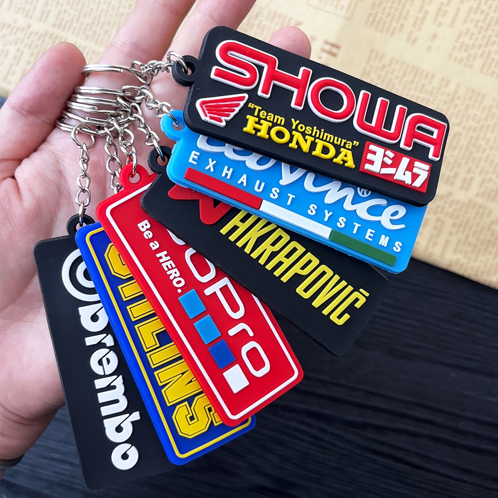 Motorcycle Keychain Keyring 3D Rubber Keychains Double Side Creative