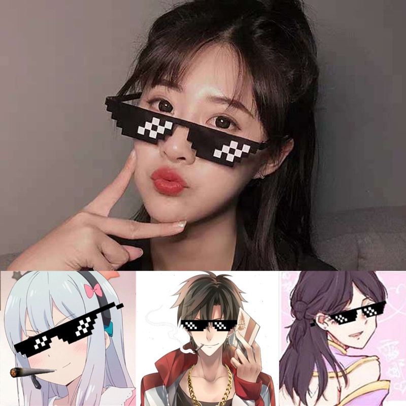 Tiktok Eyeglass Pixel Glasses Mosaic Pixel Coding Funny Sunglasses Two