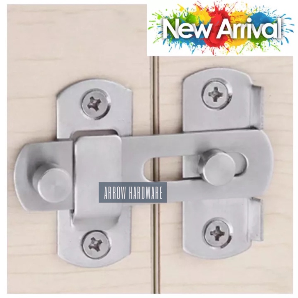 Door Hasp Latch Lock, Stainless Steel Safety Packlock Clasp Thickness  45mm X 40mm X 3mm Brushed Finish Latch Lock Sliding Door For Window Cabinet Fitting Room I2120573029