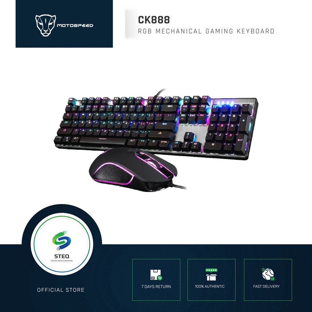 STEQ Motospeed CK888 Mechanical Gaming Keyboard and Mouse Combo-NKRO ...