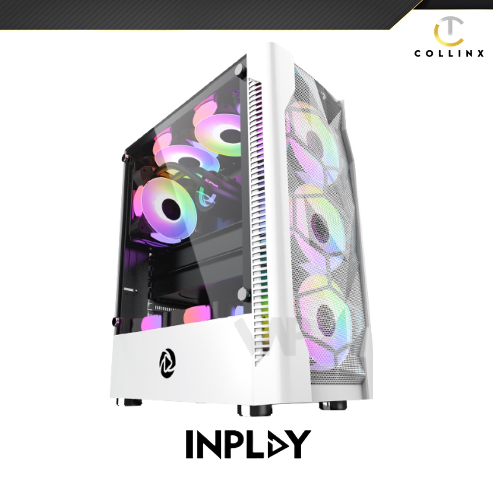 Inplay Meteor 03 White Black Atx Gaming Tempered Glass Pc Case Fans Not ...