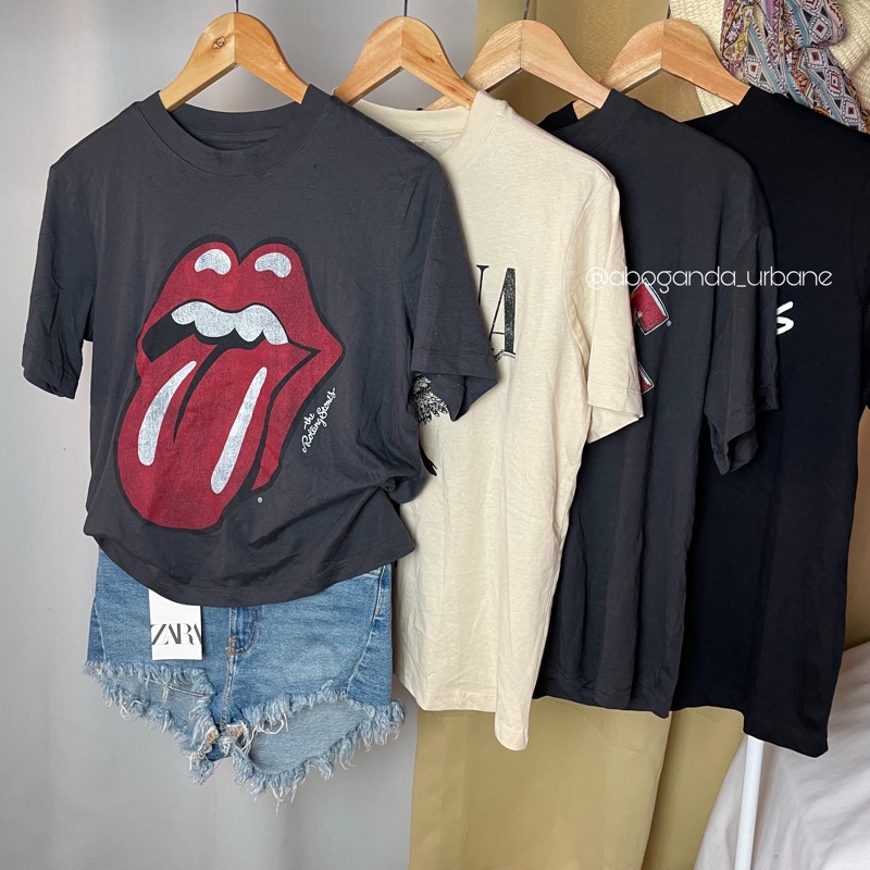 COTTON ON VINTAGE SHIRT, H&M BAND SHIRTS, CARTOON TEES SHIRTS Shopee