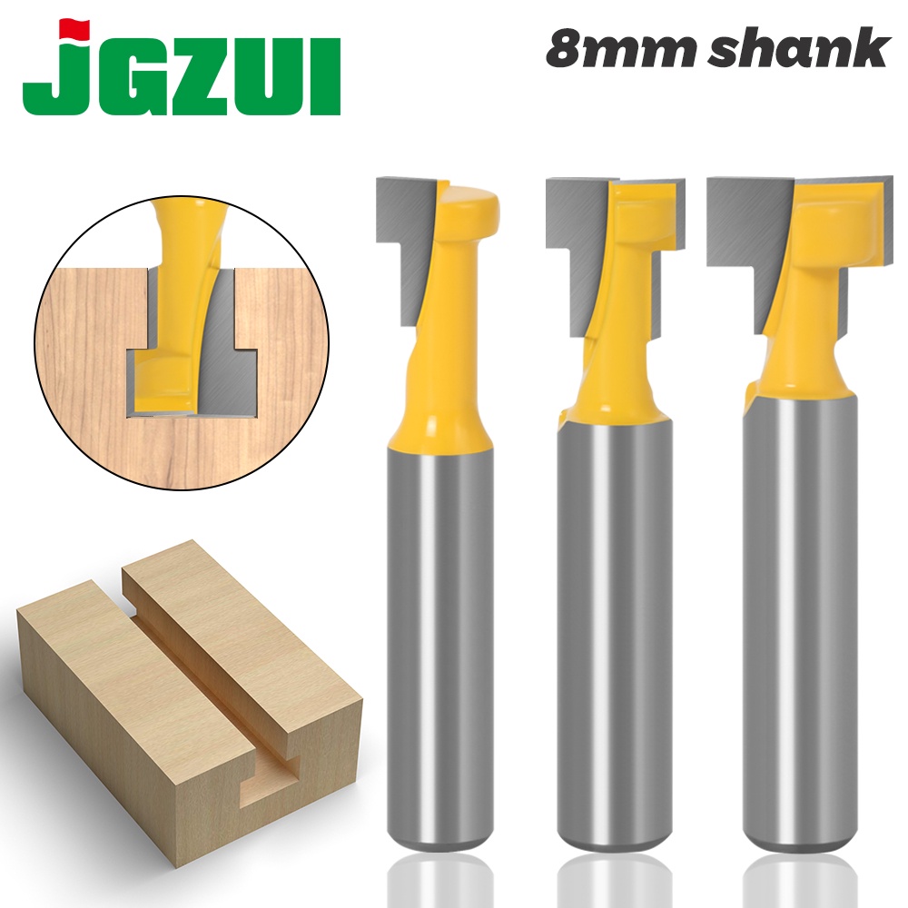 3pc 8mm Shank TSlot Cutter Router Bit Set Hex Bolt Key Hole Bits T