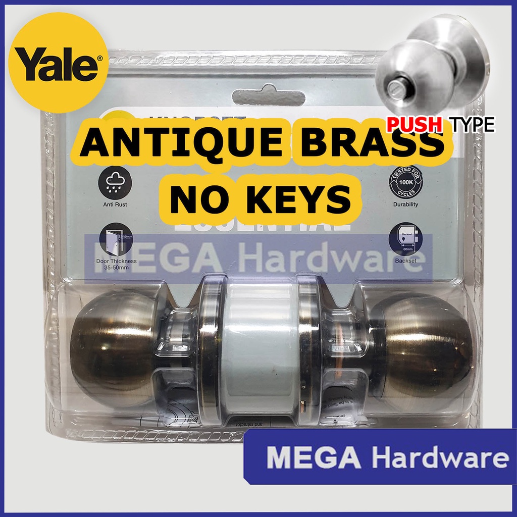Yale Essential Lockset Door Knob (Stainless or Antique Brass) Shopee