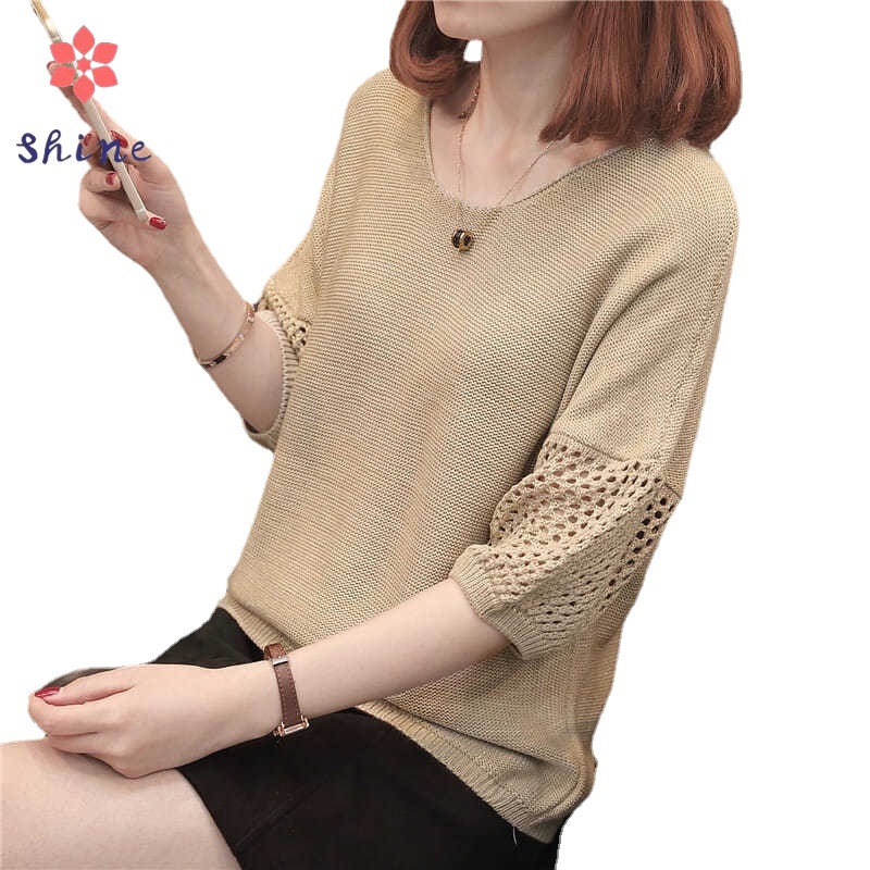 Knitted Blouse Plus Size Women's Korean Style Plus Size Blouse Loose ...