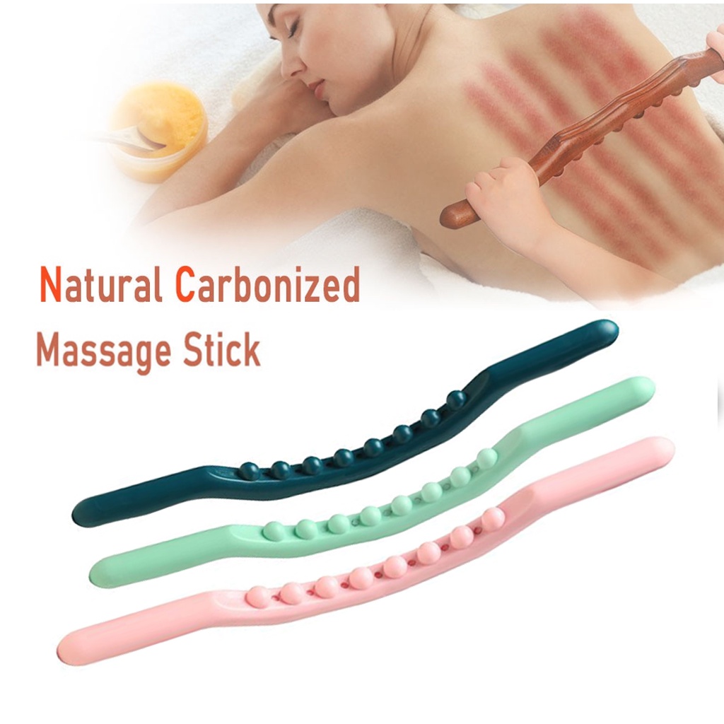 Natural Carbonized Wood Massage Stick Therapy Scraping Guasha Tool Body ...