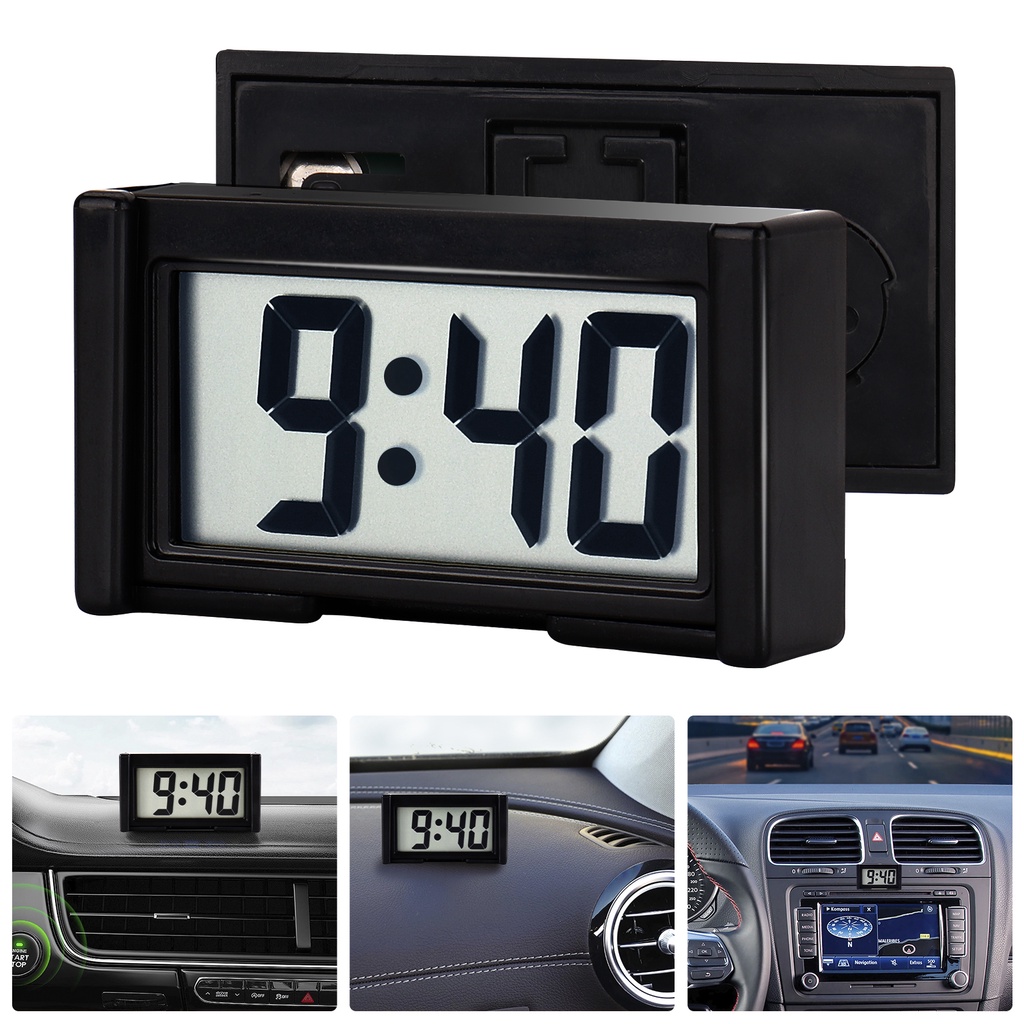 HW Mini Car Clock Time SelfAdhesive Bracket Vehicle Electronic Digital