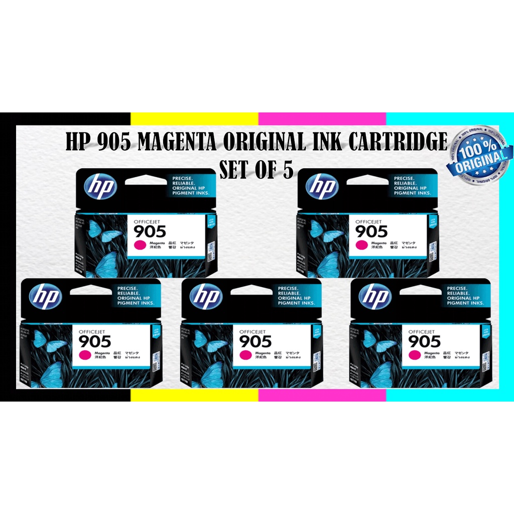 HP 905 Magenta Original Ink Cartridge SET OF 5 BUNDLE | Shopee Philippines