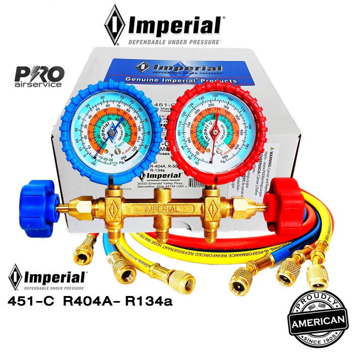 Imperial Air Refrigerant Gauge 451C 3 Hoses 36 ''3 Guages SERVICE