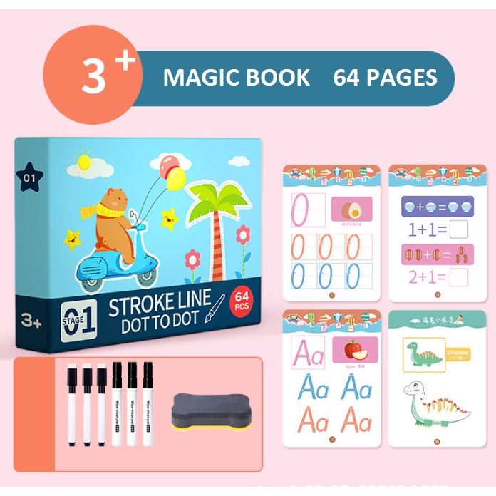 Magic Tracing Workbook Erasable Pen Logical Thinking Training Dot to ...