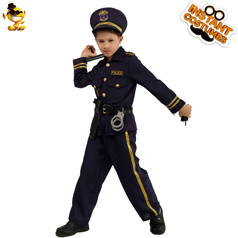 Children Halloween Men's Police Masquerade Party Stage Costume Little ...