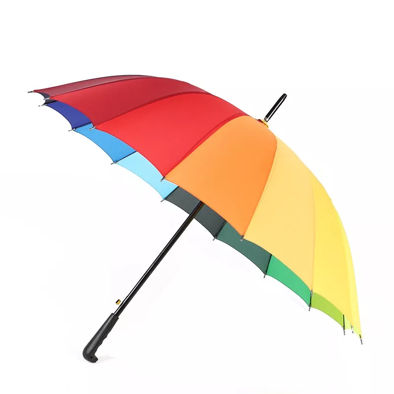 Rainbow Umbrella Rain Women Colorful Long Handle Umbrellas Windproof ...