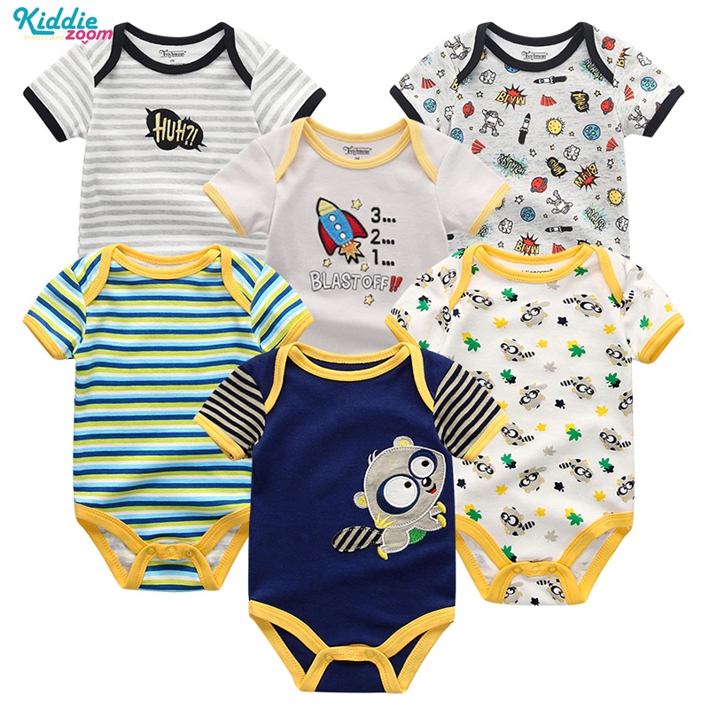 Kiddiezoom 8 Pieces Cartoon Baby Boy Girls Bodysuits + Pants Unisexo Roupas Para Recém-Nascidos