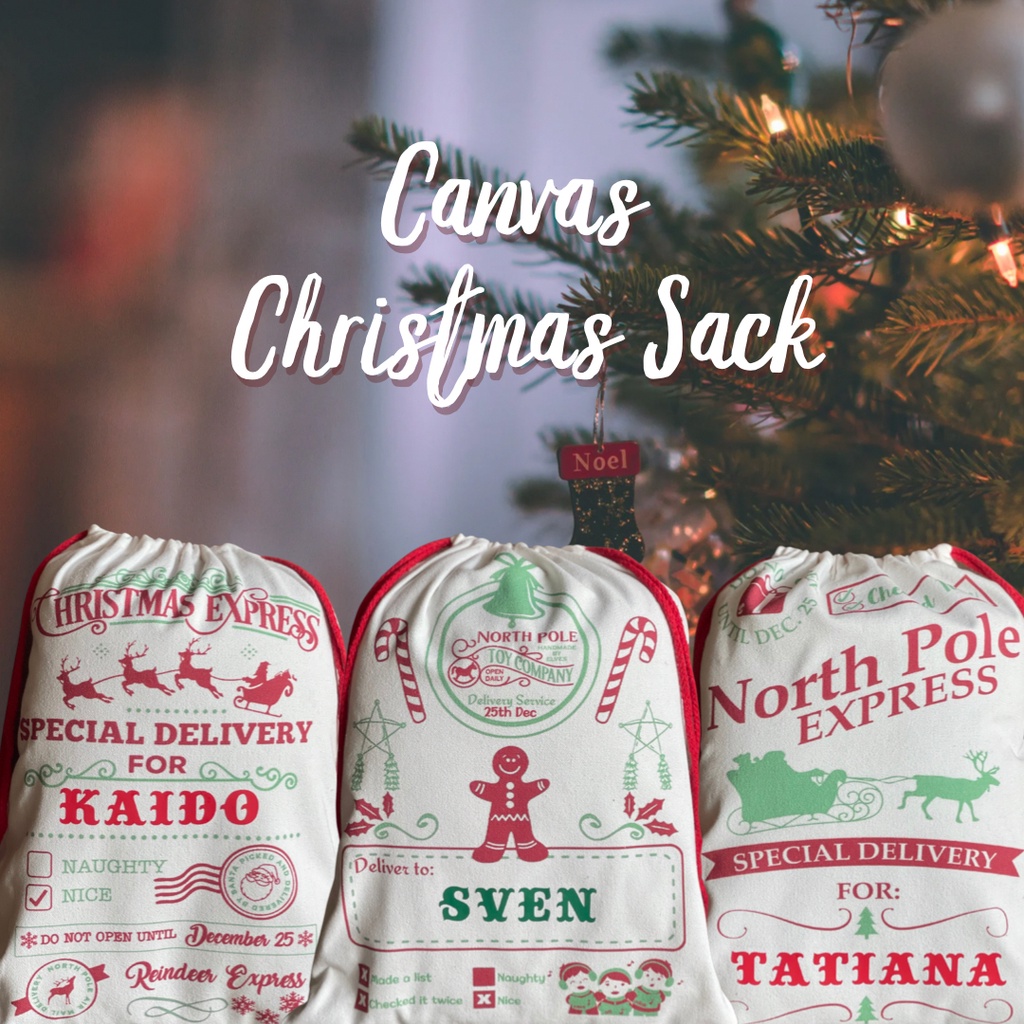 Personalized Small and Large 48x68cm Christmas Santa Sack Canvas Bags  Stocking Christmas With Name