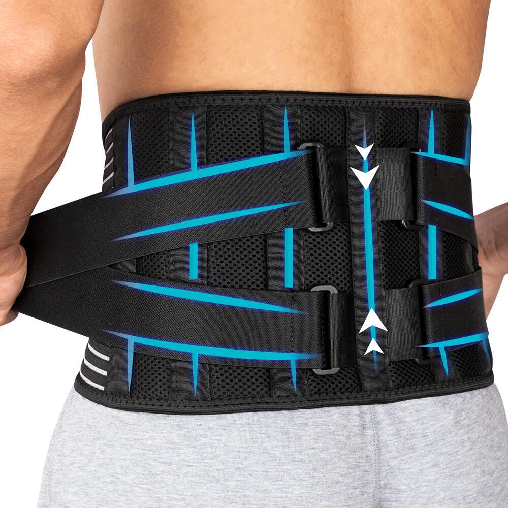 Double Compression Lumbar Belt Lower Back Support Brace with 6 Stays ...