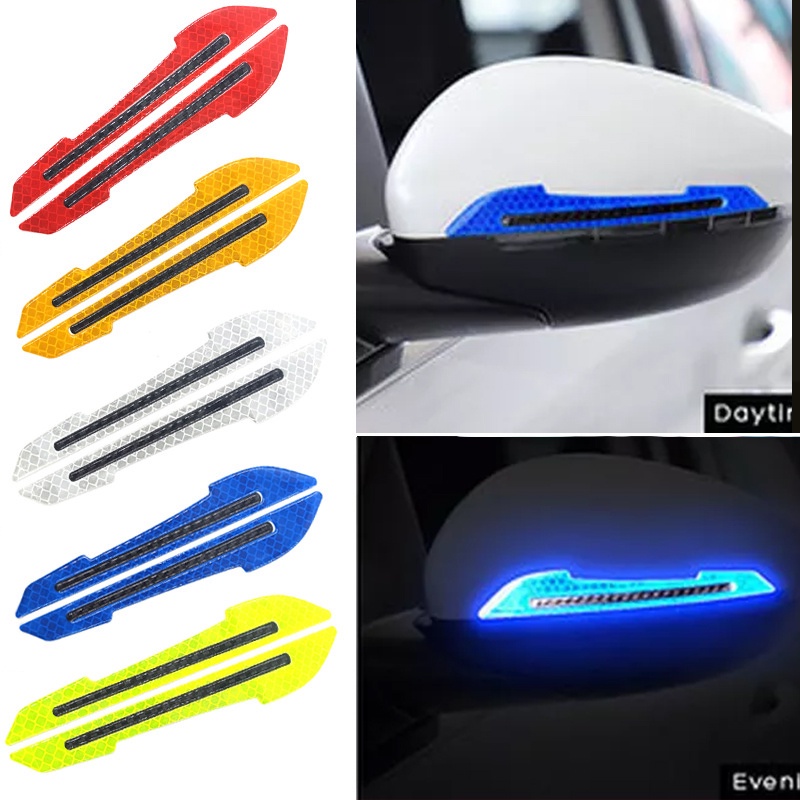 2PCS Car Reflective Sticker Car-styling Rearview Mirror Sticker Safety ...