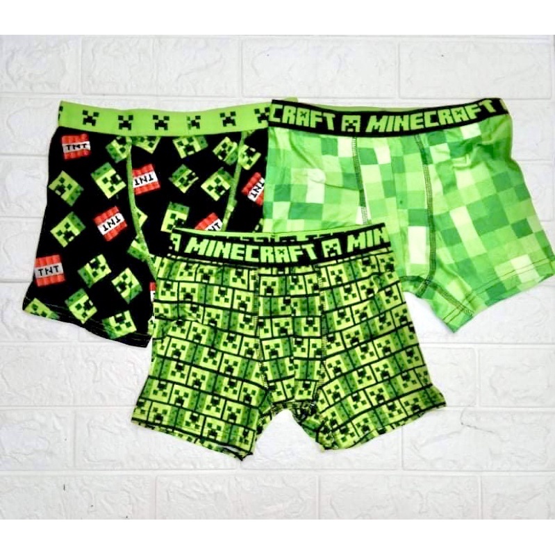 Minecraft Boys Underwear, 3 Pack Poly Boxer Briefs (Little Boys