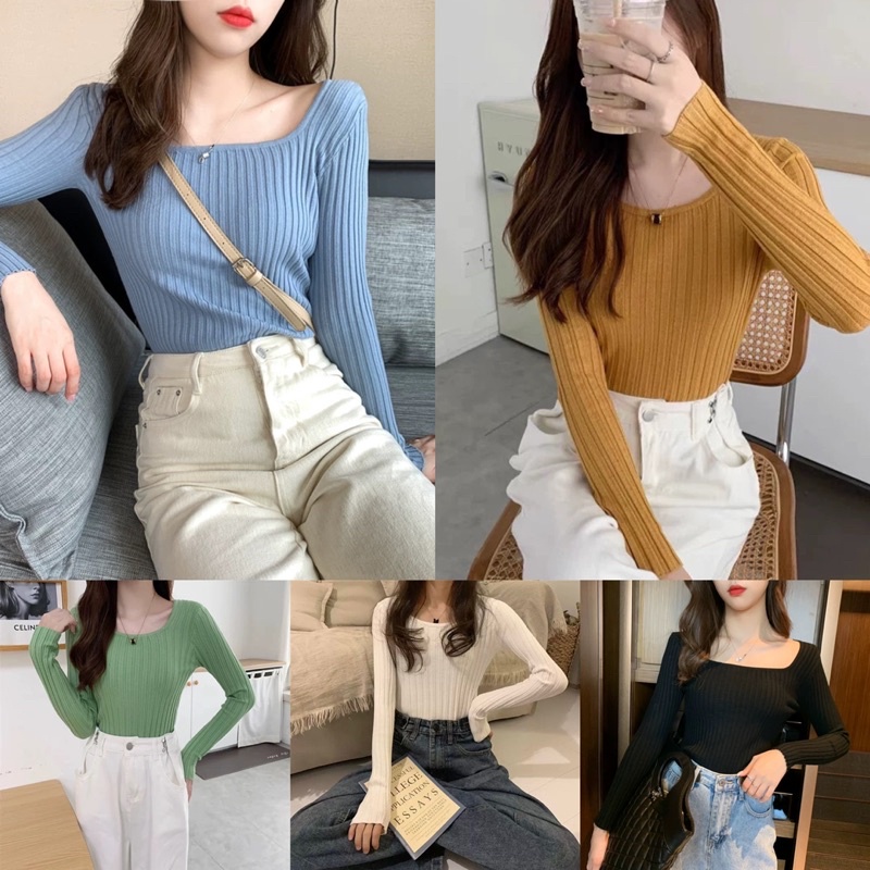 BIGSAle Korean fashion knitted longsleeve blouse / women’s fashion top ...