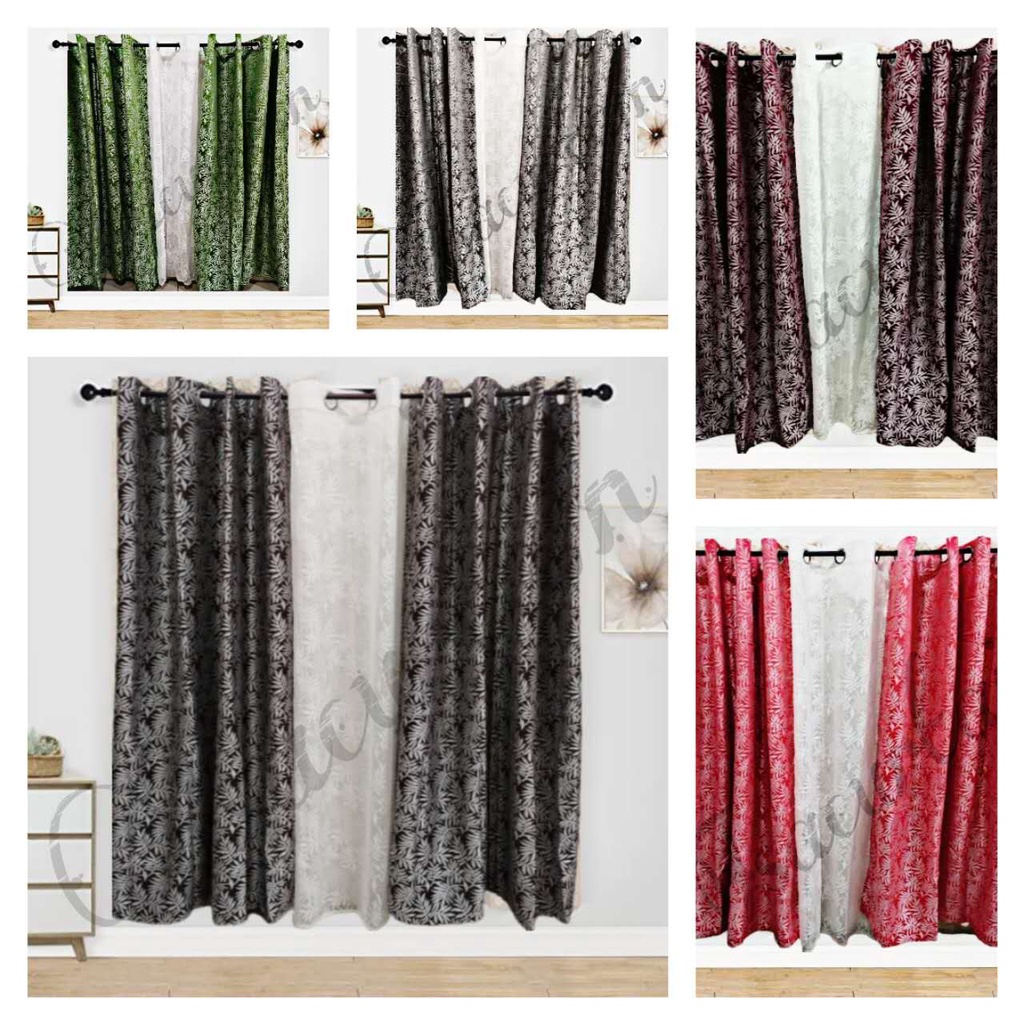 3in1 Set Curtain 3Panels in 1Set 2side Semi-block Out Panels with 1PC ...