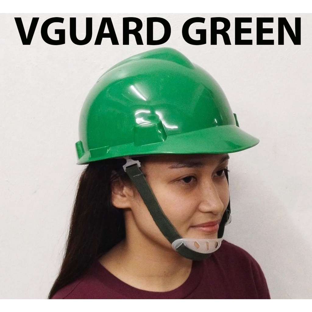 MEISONS HARD HAT SAFETY HELMET VGUARD PE ( GREEN ) WITH LINER AND CHIN