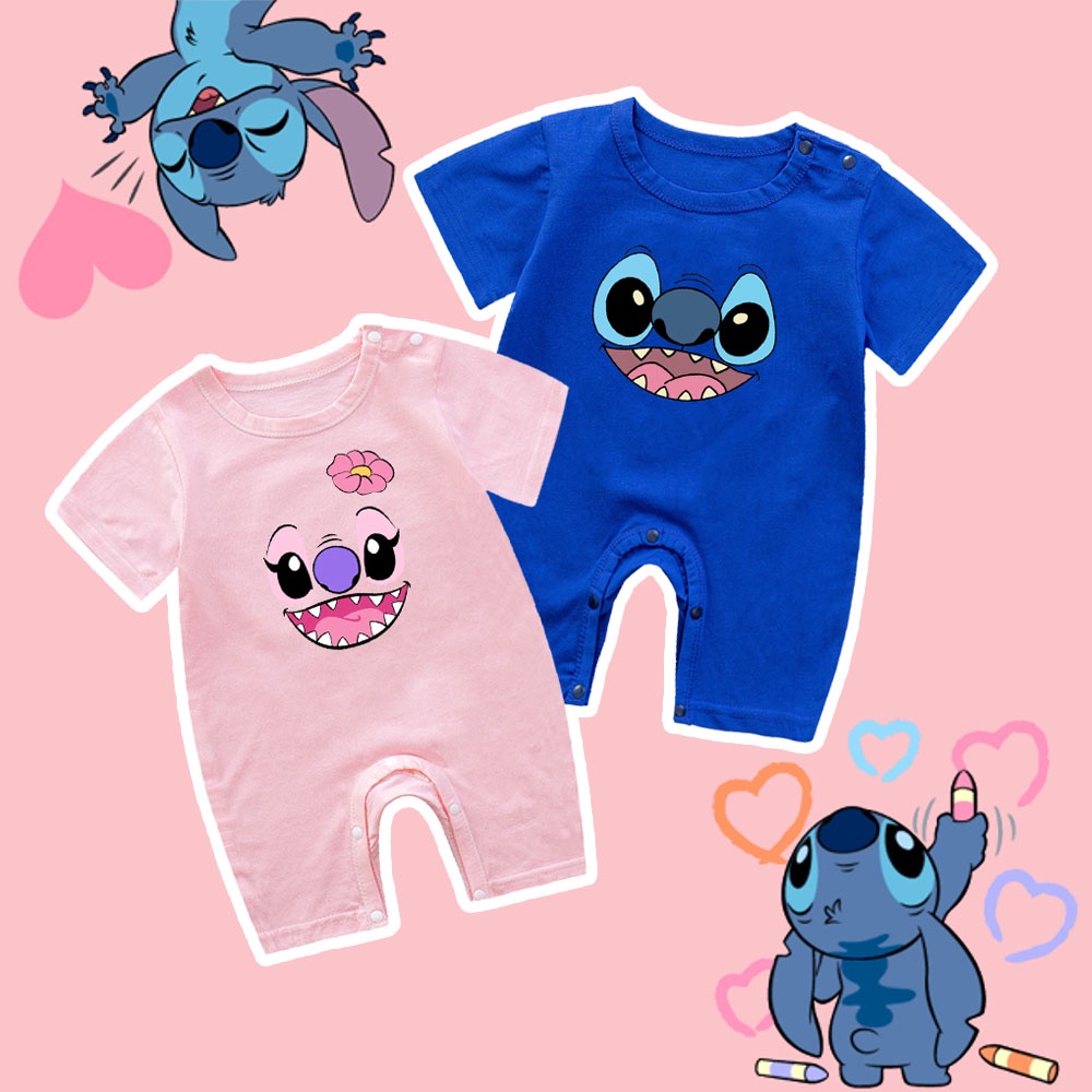 Lilo & Stitch Print Cotton Baby Bodysuit Funny Cartoon Newborn Jumpsuit ...