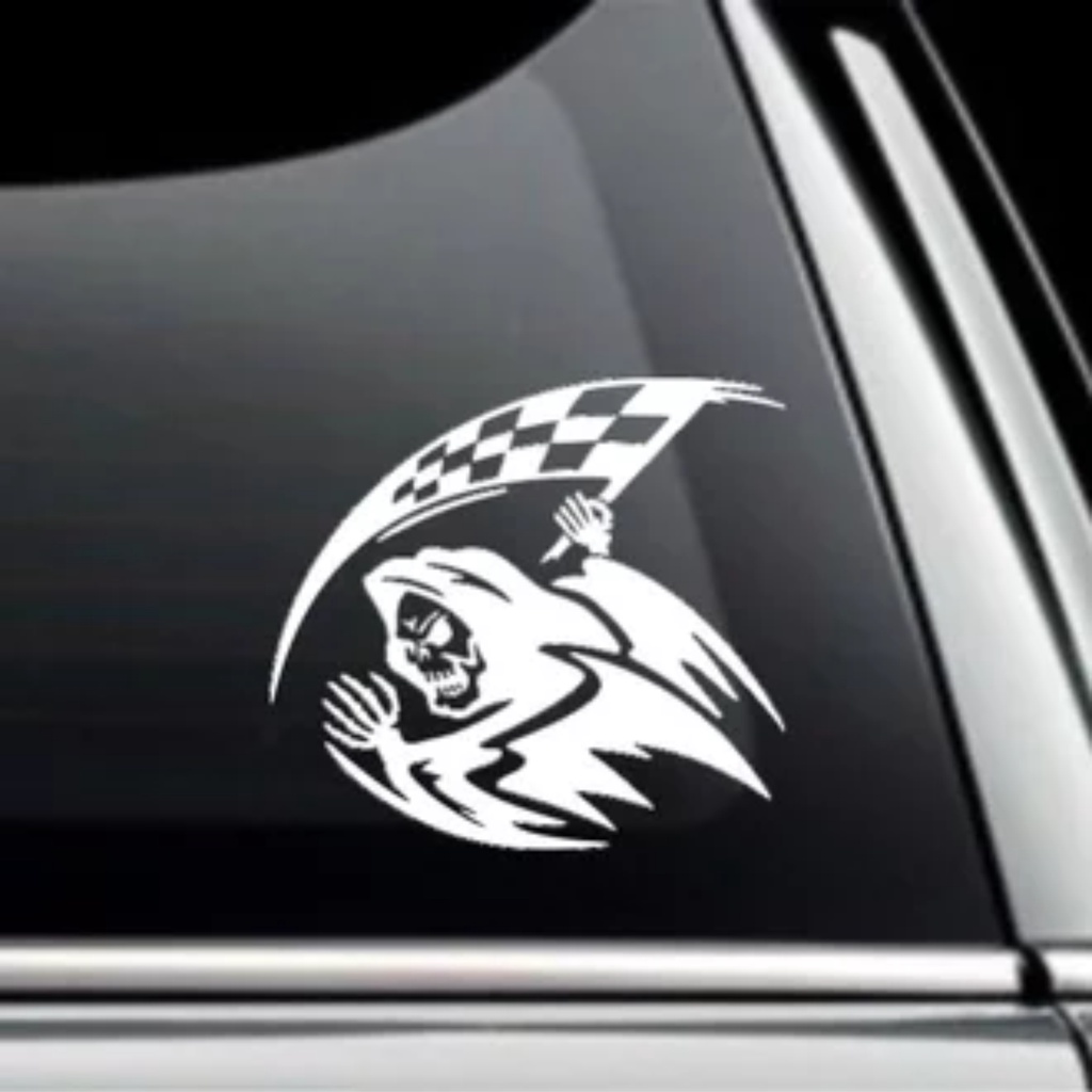 CUTTING CAR STICKER GRIM REAPER FLAG RACING RACING FLAG STICKER ...