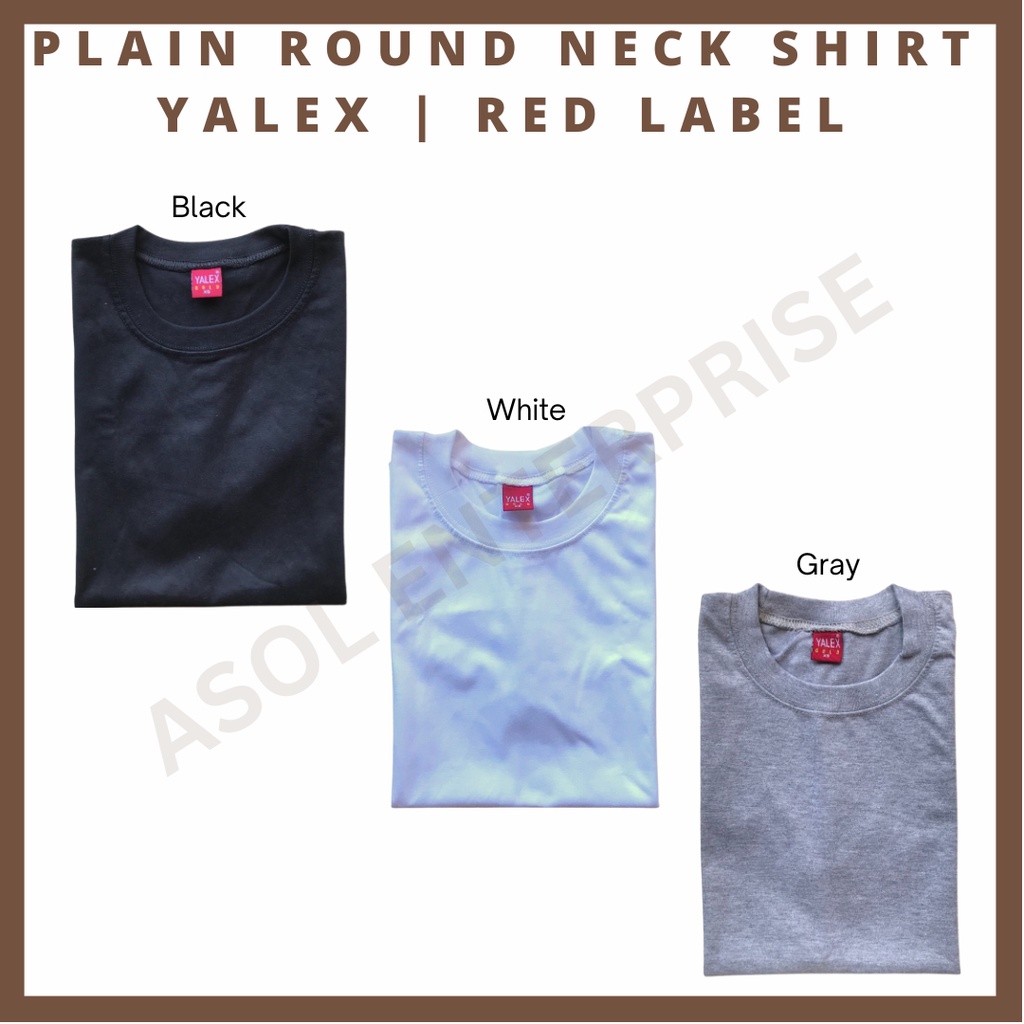YALEX | ADULT | Plain Round Neck | Unisex | Black, White, Gray | Shopee ...