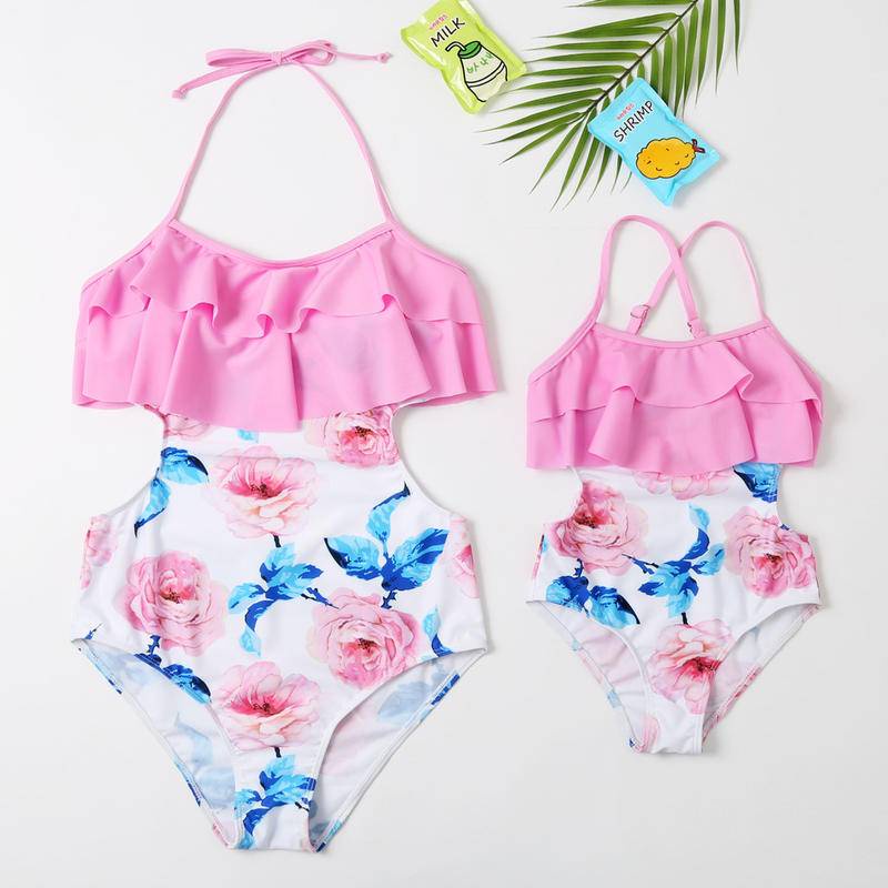 Mom And Daughter One-Piece Swimsuit Girl Bikini Ladies | Shopee Philippines