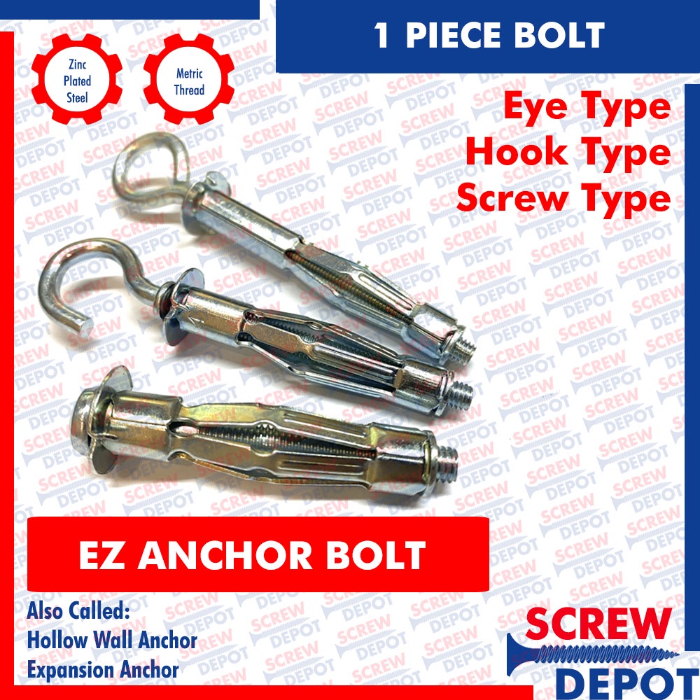 1PC Hollow Wall Anchor / EZ Anchor / Expansion Anchor Eye, Hook