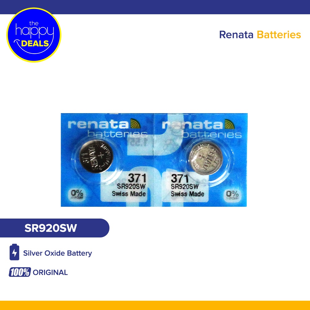 Renata Batteries Renata 371 SR920SW Batteries - 1.55V Silver Oxide 371  Watch Battery (100 Count)