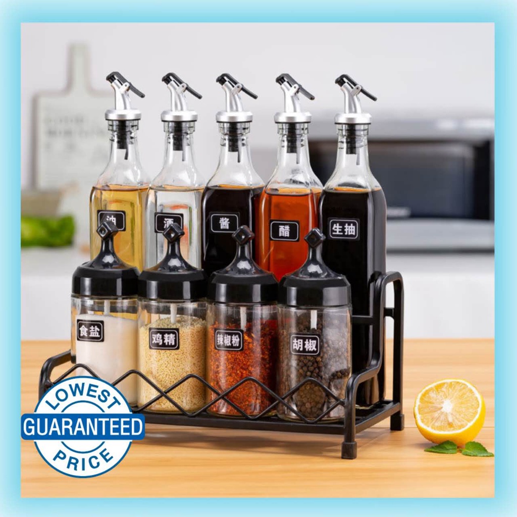 Glass oil seasoning bottle for soy sauce condiments bottle set ...