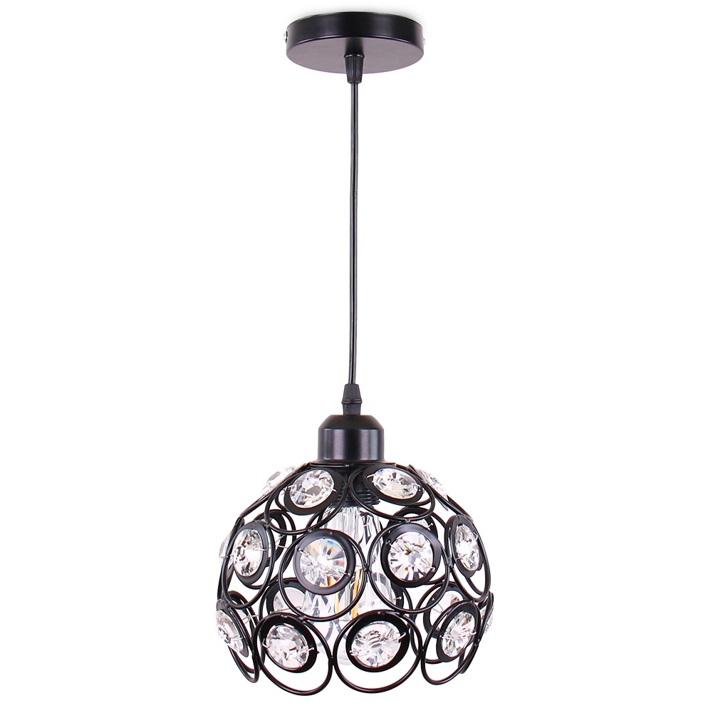 Black Mini Modern Crystal Chandelier Led Ceiling Light E27 Crystal
