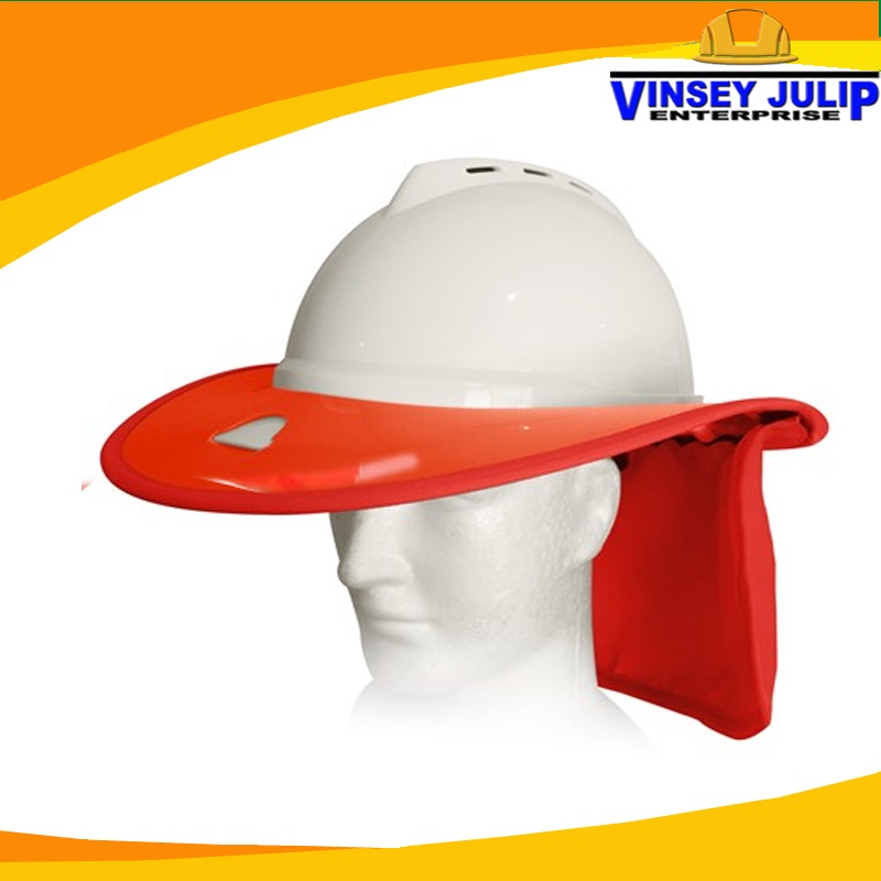 [1 PIECE] Snap Brim Sun Shade for MSA VGard Hard Hat Orange (SNAP BRIM