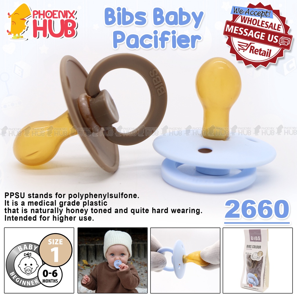 ∋Phoenix Hub 2660 Danish Bibs BpaFree Natural Rubber Baby Pacifier