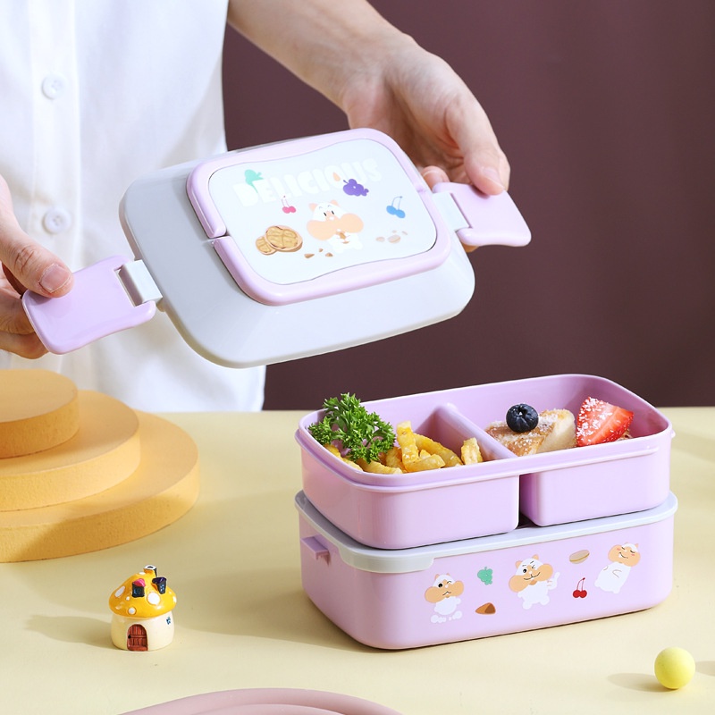 Double Grid Layer Lunch Box for kids Food Carrier food storage box ...