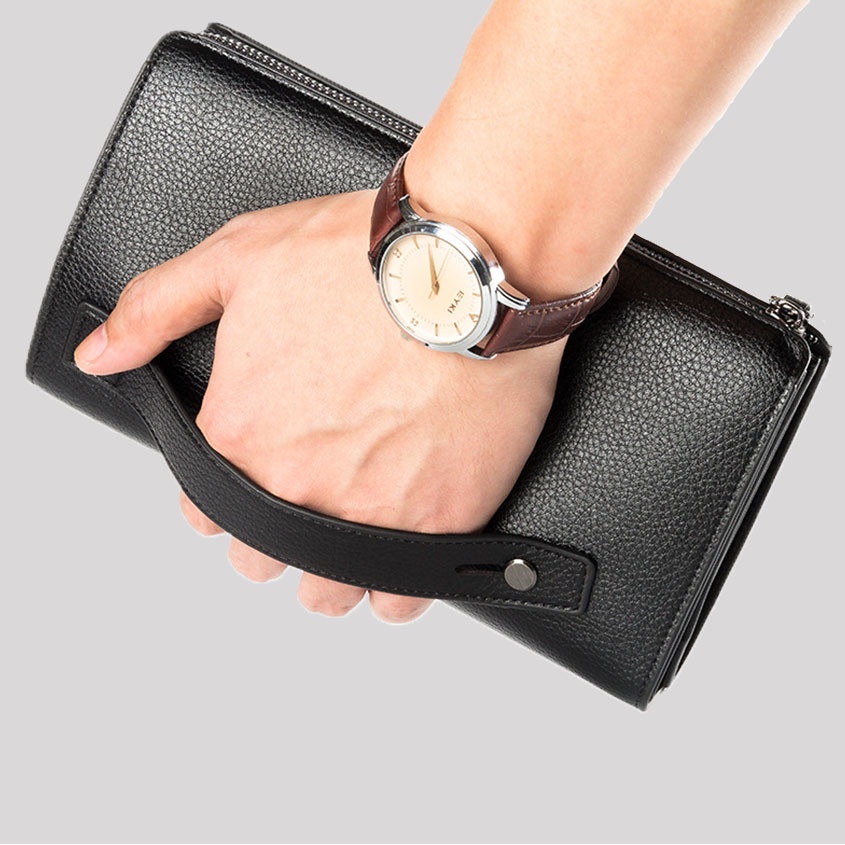 New men's clutch bag business casual large capacity lychee pattern