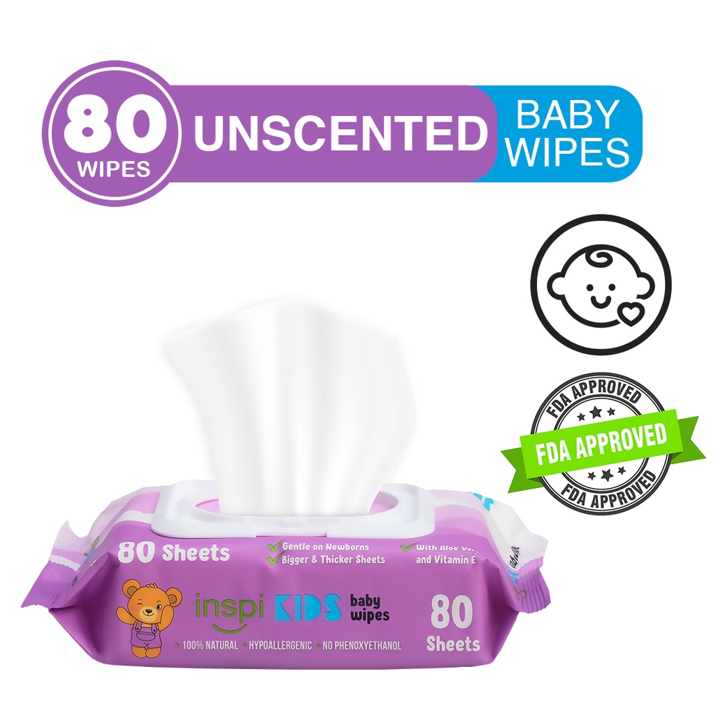 INSPI Babies Baby wipes Unscented 80 Tender sheets 1 Pack Wet Wipes for