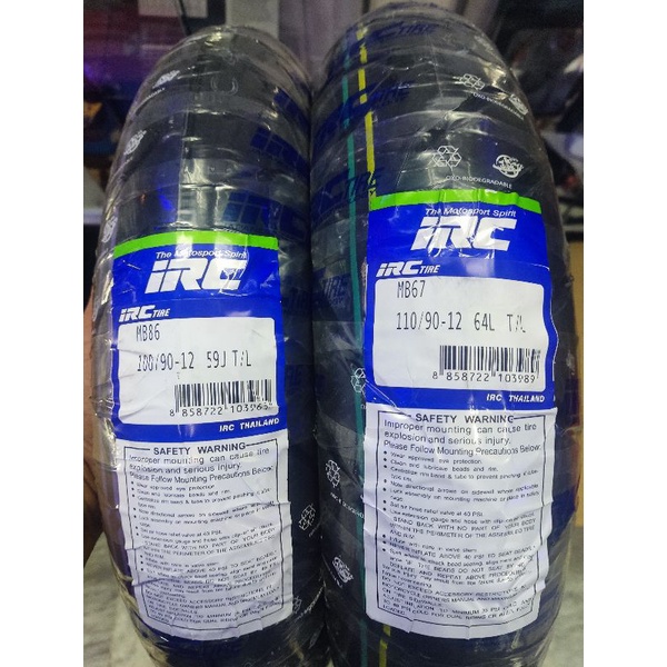 Irc MB86 & MB67 size 12 100/90 & 110/90 free 1 pito & 1 sealant for ...