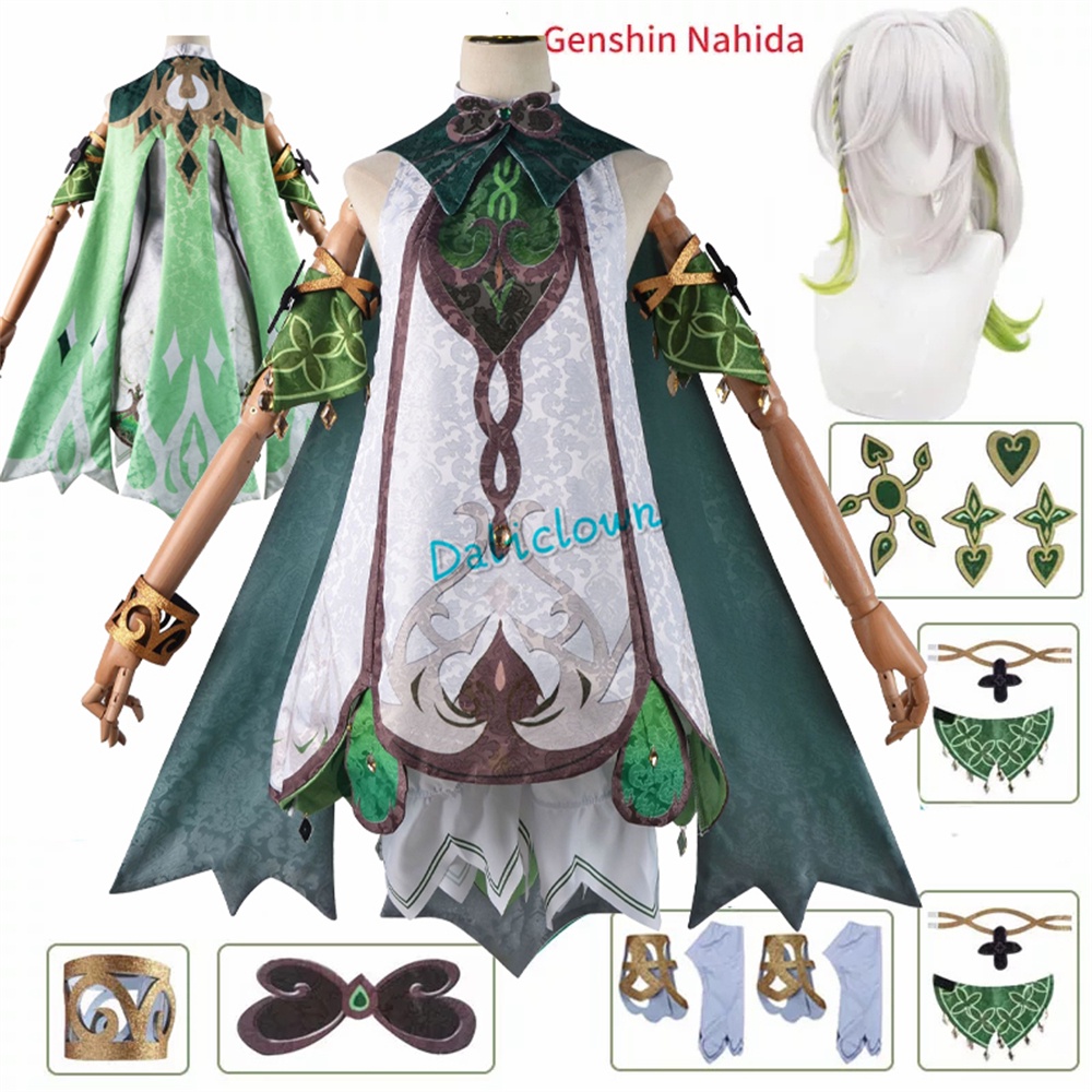 `Genshin Impact Nahida Cosplay Costume Wig Dress Sumeru Dendro God ...