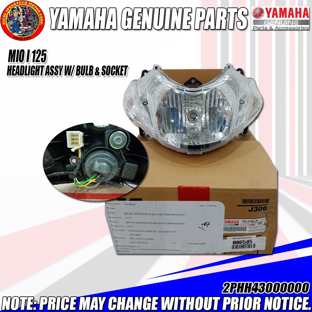 MIO I 125 HEADLIGHT ASSY WITH BULB AND SOCKET (YGP) (Genuine 2PHH4300