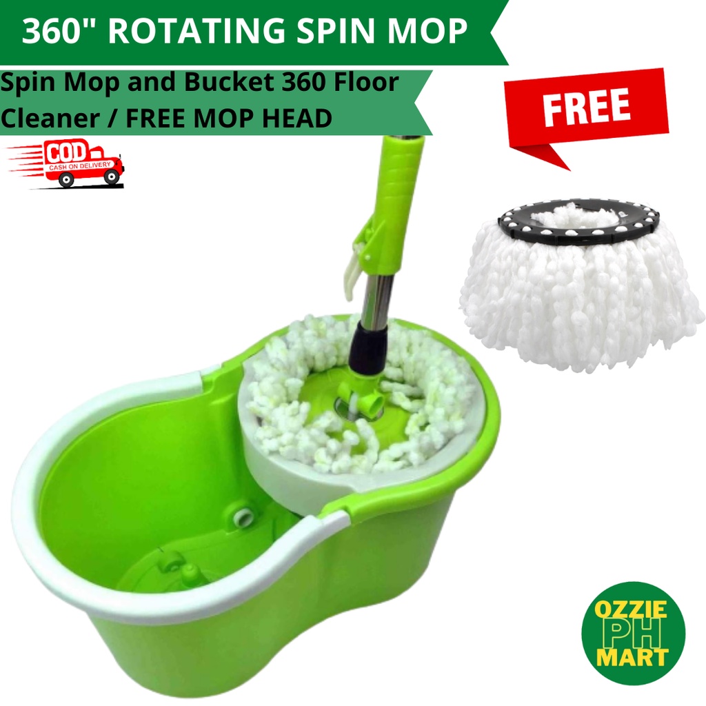 OZZIEMART.PH ORIGINAL Spin Mop and Bucket 360 Steel Floor Cleaner WITH