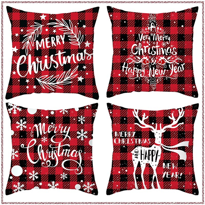 Christmas Pillow Case Red Pillowcase Cushion Cover Decoration For Home