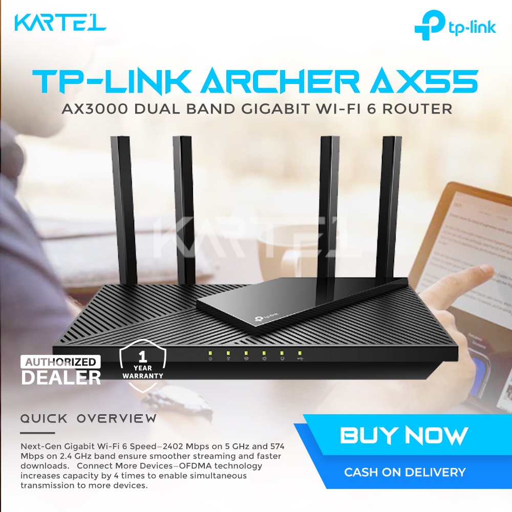 TP-Link Archer AX55 AX3000 Dual Band Gigabit Wi-Fi 6 Router | Wifi 6 ...