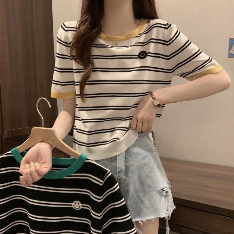 Eleven RRX Smiley Striped Knitted Top #45615 | Shopee Philippines