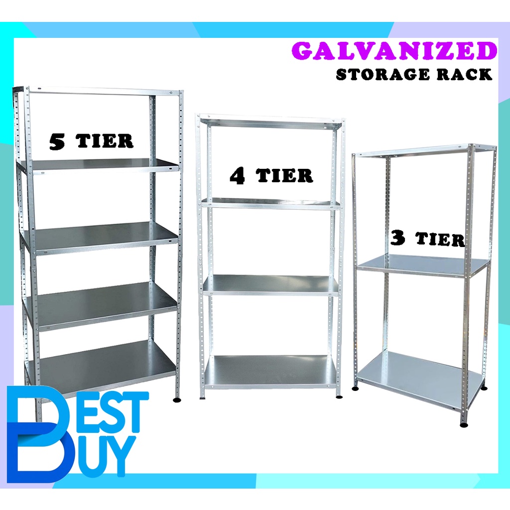 Galvanized Shelves 4 Layers and 5 Layers Adjustable Storage Rack (light