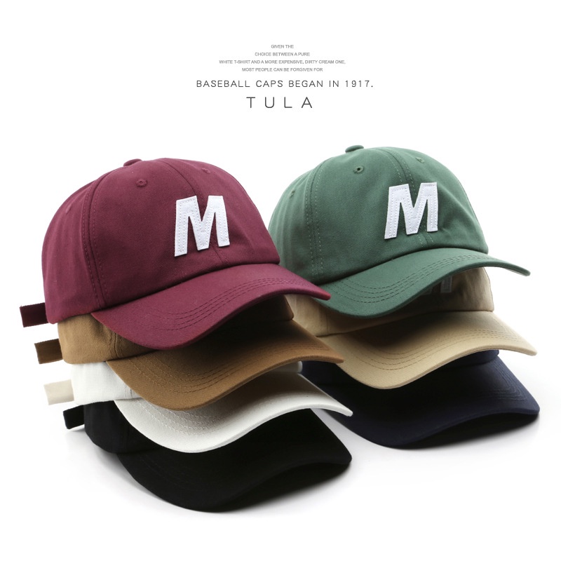 Female spring and autumn patch letter M curved brim cap outdoor fashion ...