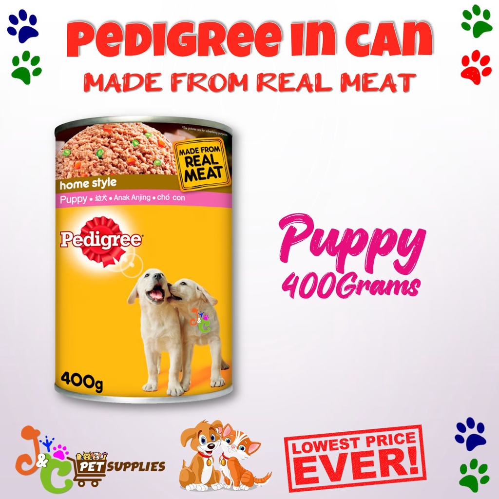 Pedigree Wet Dog Food in Can for Puppy & Adult 400grams | Shopee ...