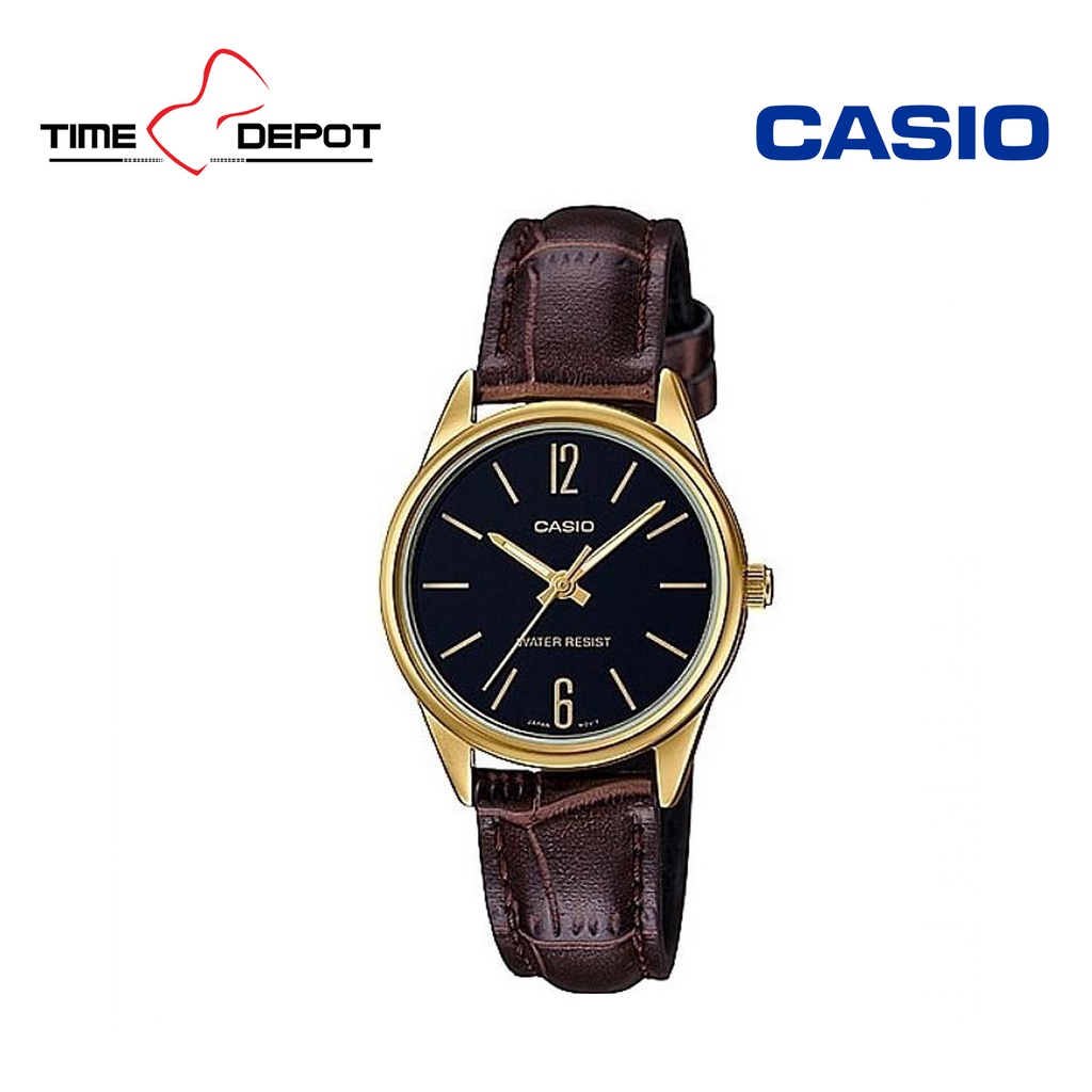 Casio LTP V005GL 1BUDF Brown Leather Strap Watch For Women Shopee Philippines