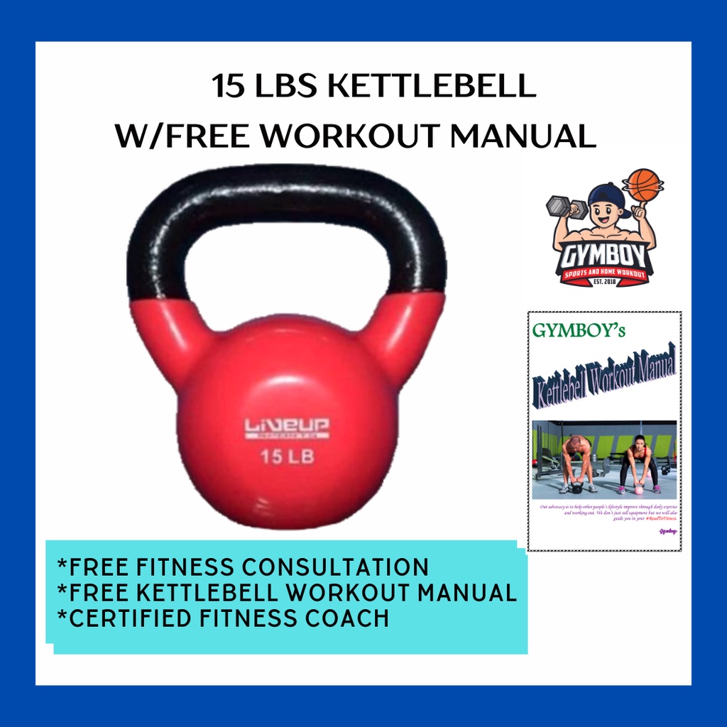 Vinyl Kettlebell 15lbs with FREE GYMBOY KETTLE BELL WORKOUT MANUAL Shopee Philippines