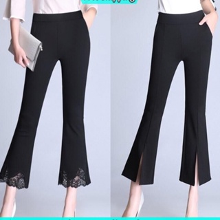 Thick Split Zipper Buttons Women Trousers Korean Fashion Casual Office Lady Black  Flare Pants Female High Waist Long Pants S-XL - AliExpress
